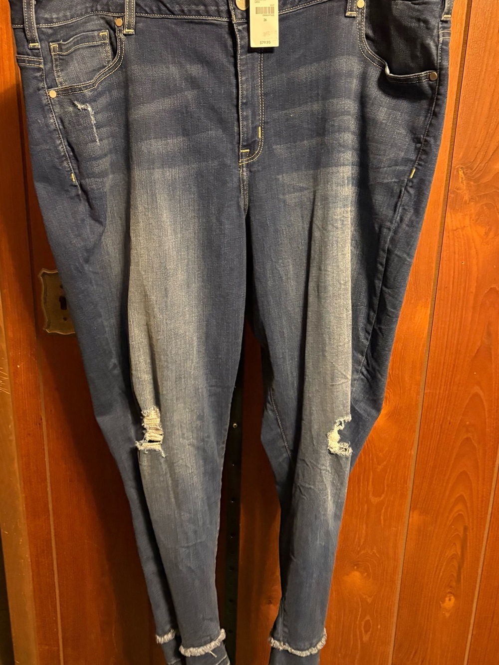 Lane Bryant Dark Blue Distressed Skinny Jeans